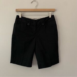 Ann Taylor Loft Julie Petite Black Bermuda Cotton Chino Walk Short NWT Size 0P